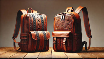 Comparison of handmade vs. machine-made leather backpacks, highlighting craftsmanship and material differences.