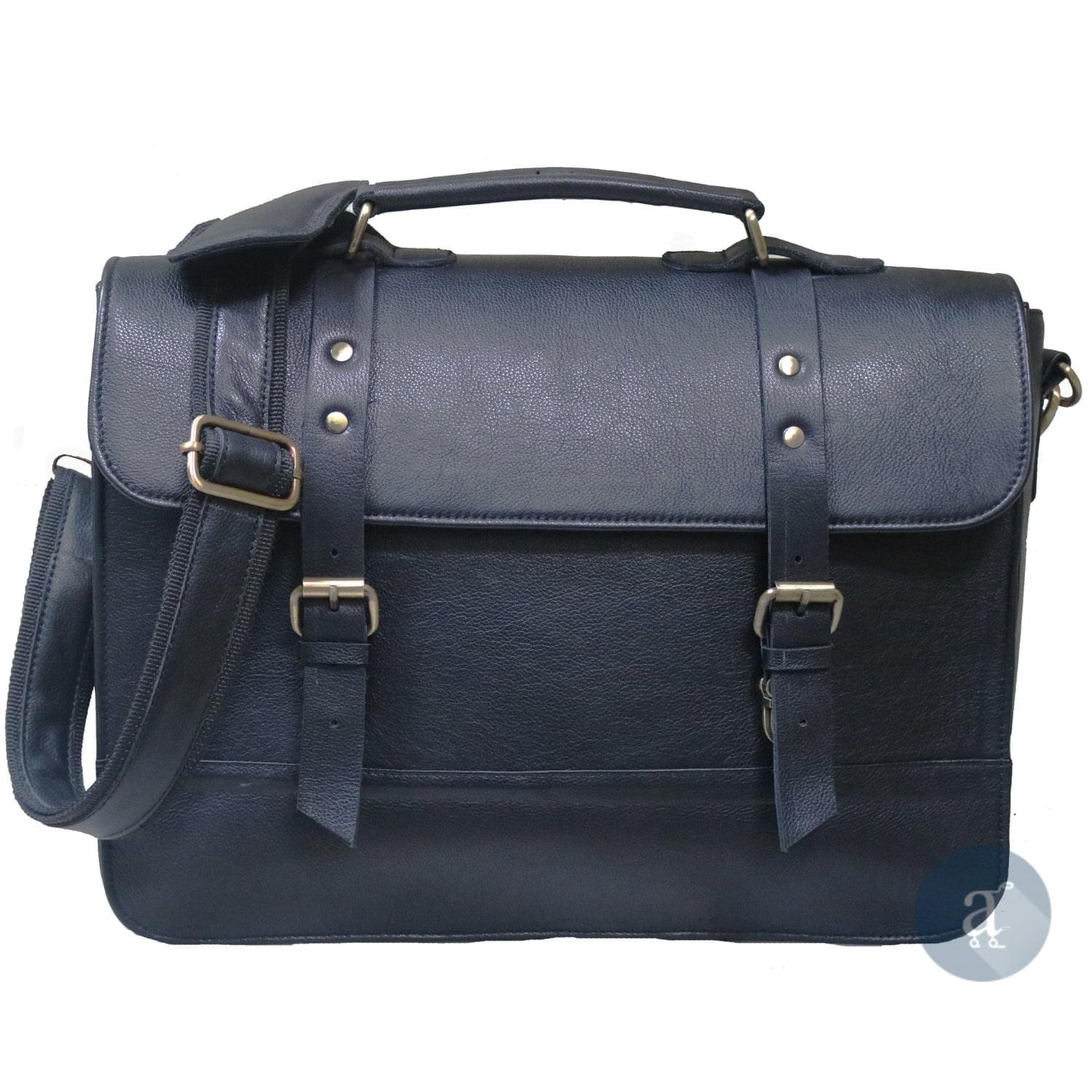 Leather Briefcase Men Black Leather Messenger Bag Men's 