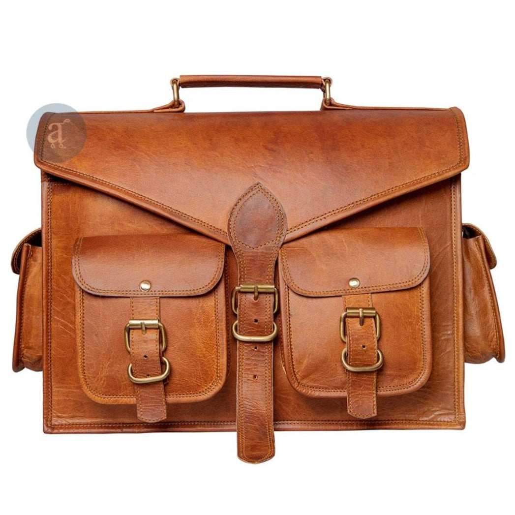 Vintage Mens Sling Bag in Leather, Brown