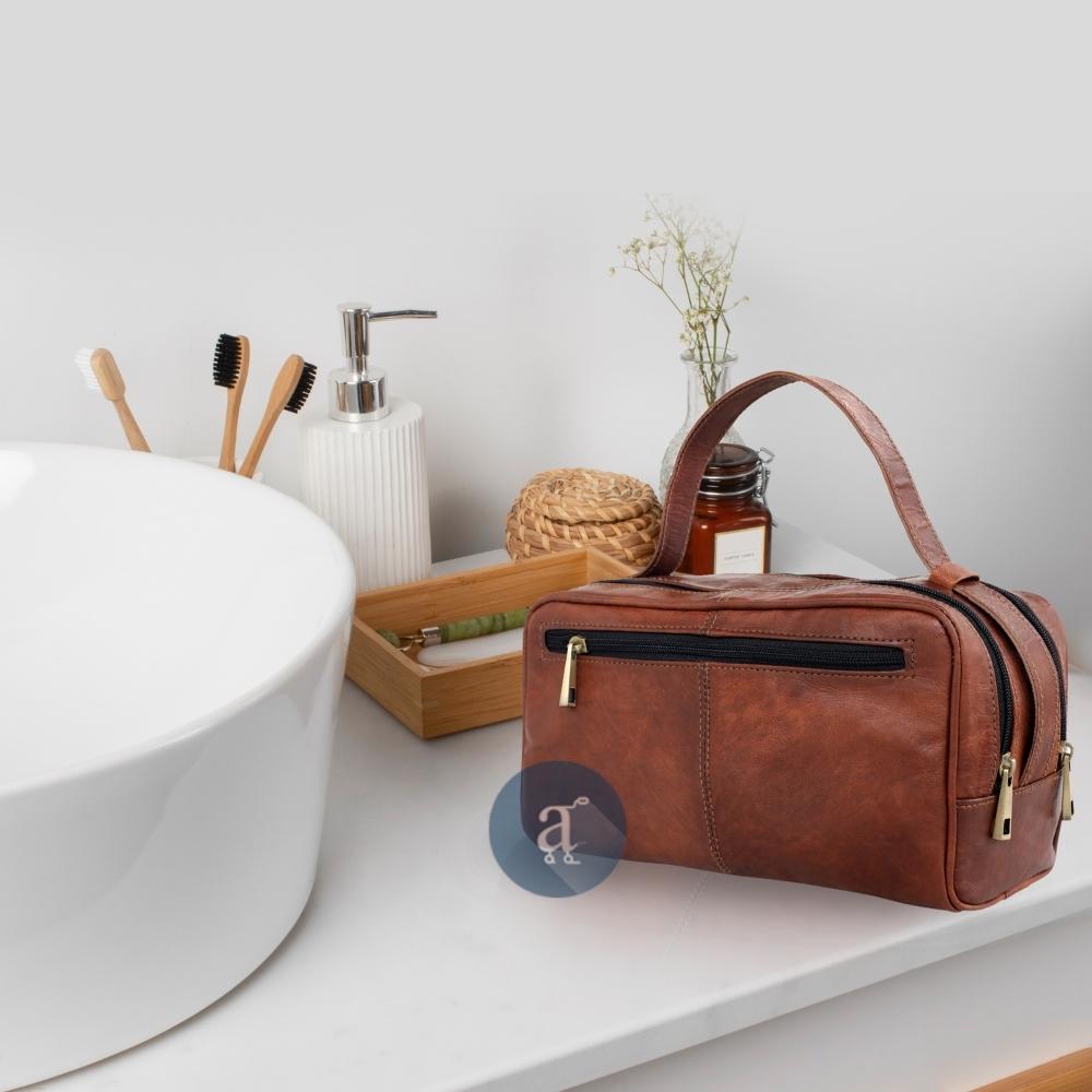 Anuents Leather Travel Toiletry Bag