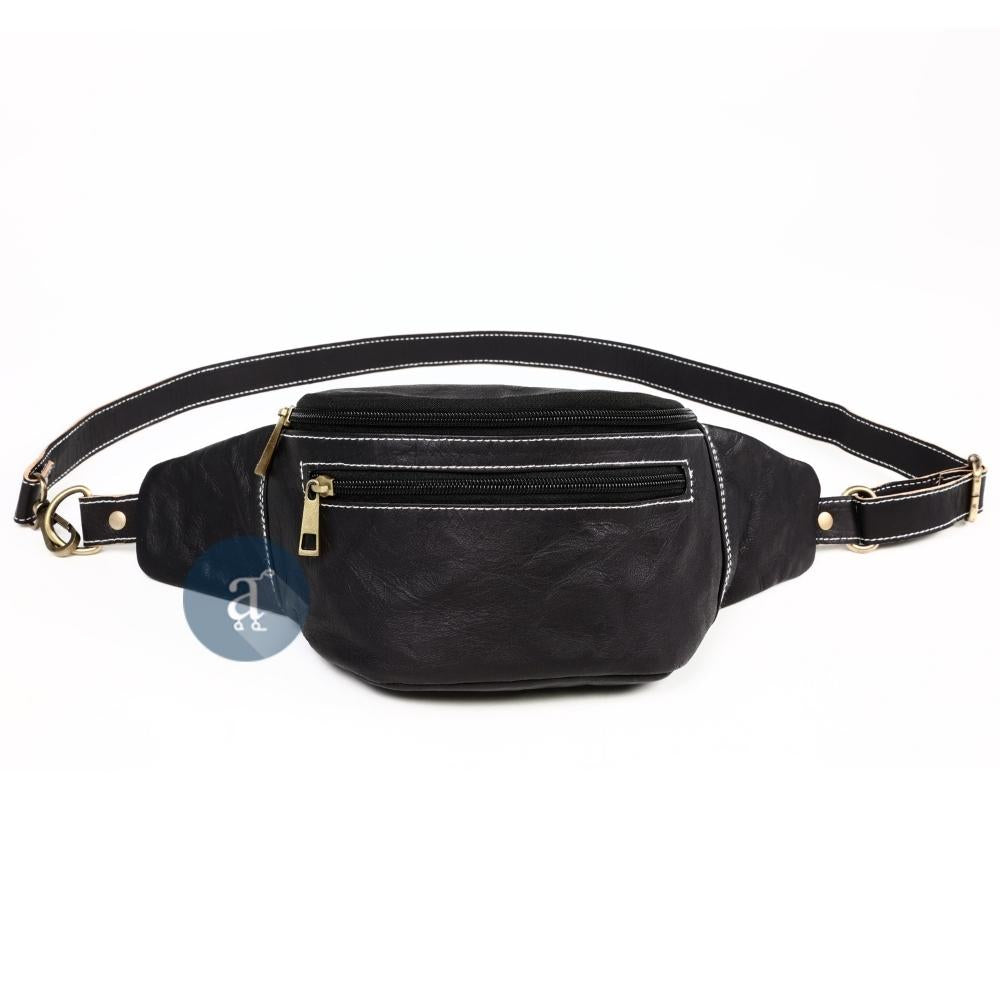 Black Leather Fanny Pack
