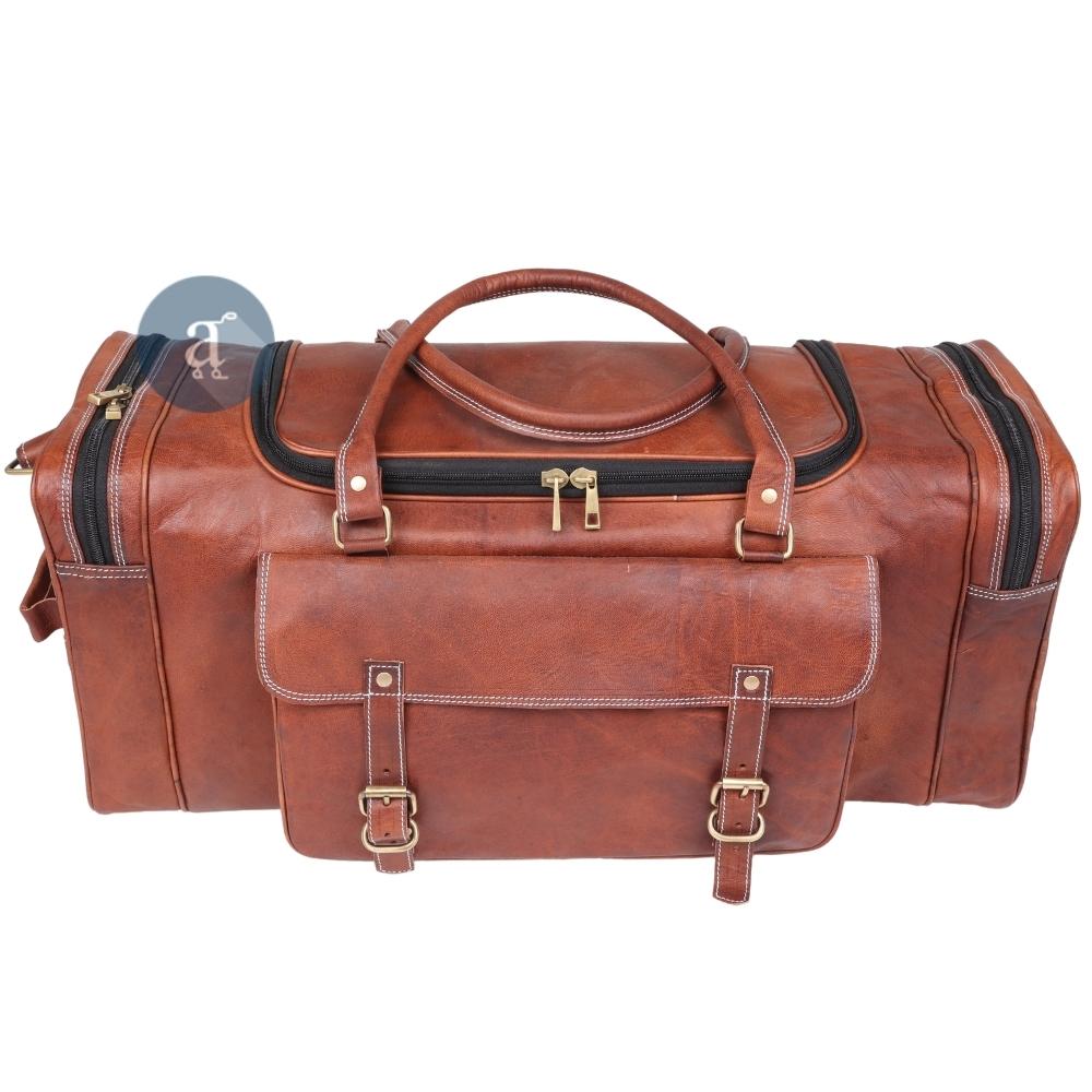 Large Leather Duffle Bag Top View