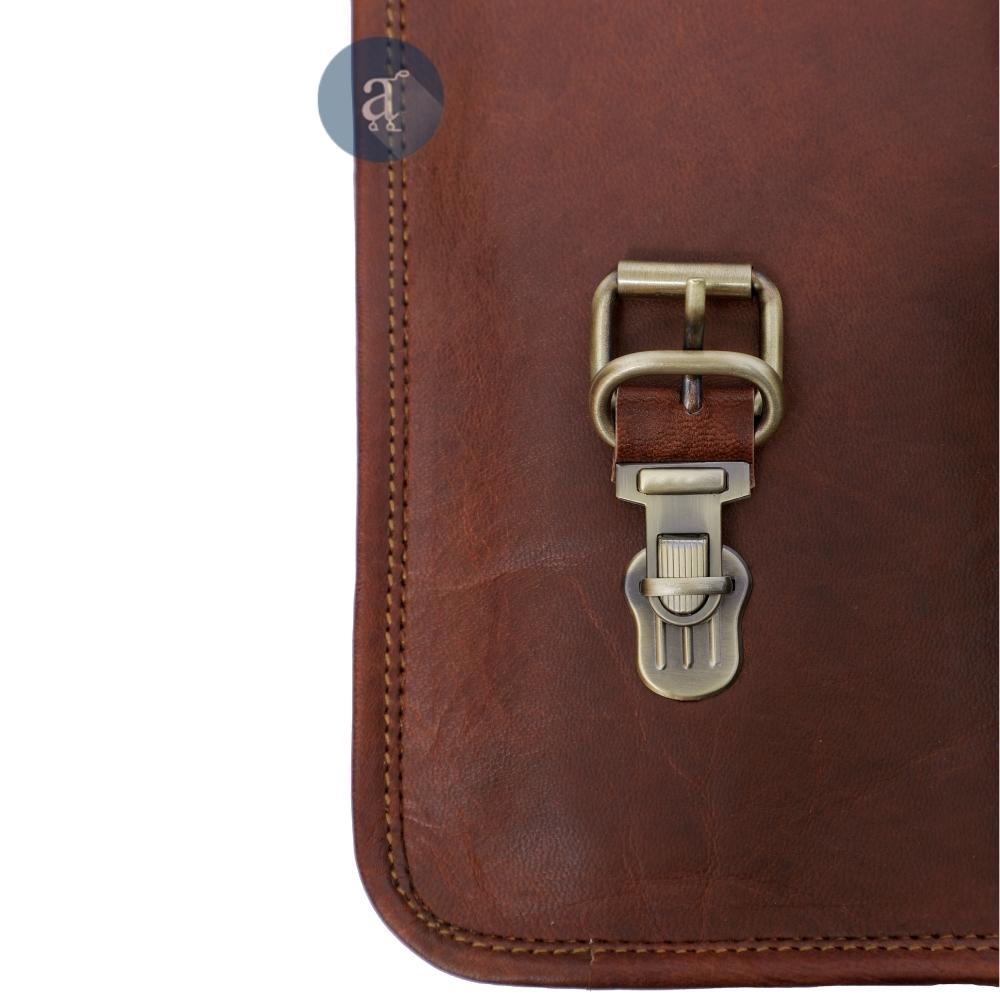 Leather Messenger Bag for Men Closure Buckle Picture