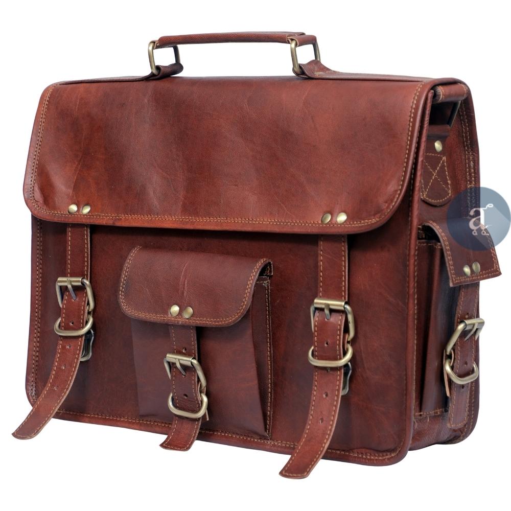 Handmade World Vintage Genuine Leather Large Messenger Bag 18 Inch Laptop  Computer Bags Office Work Satchel Briefcase (18 Inch)