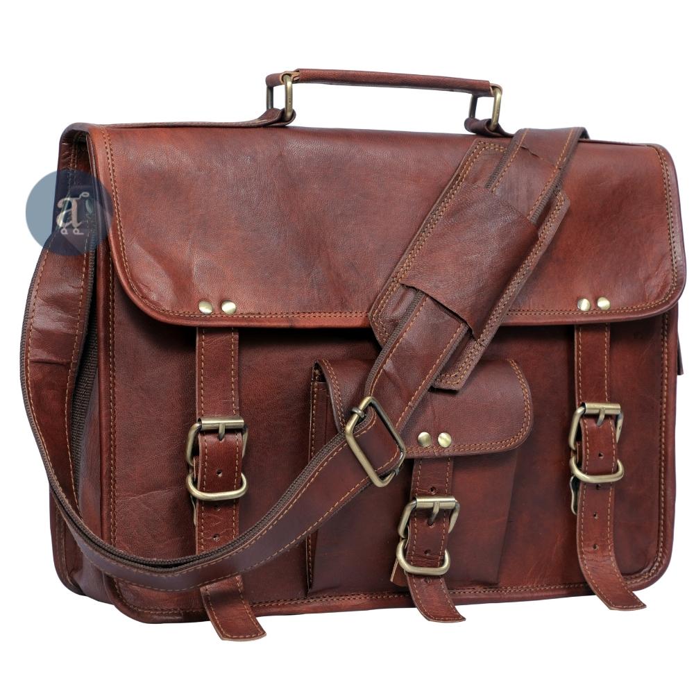 Leather Messenger Bag for Men Front View