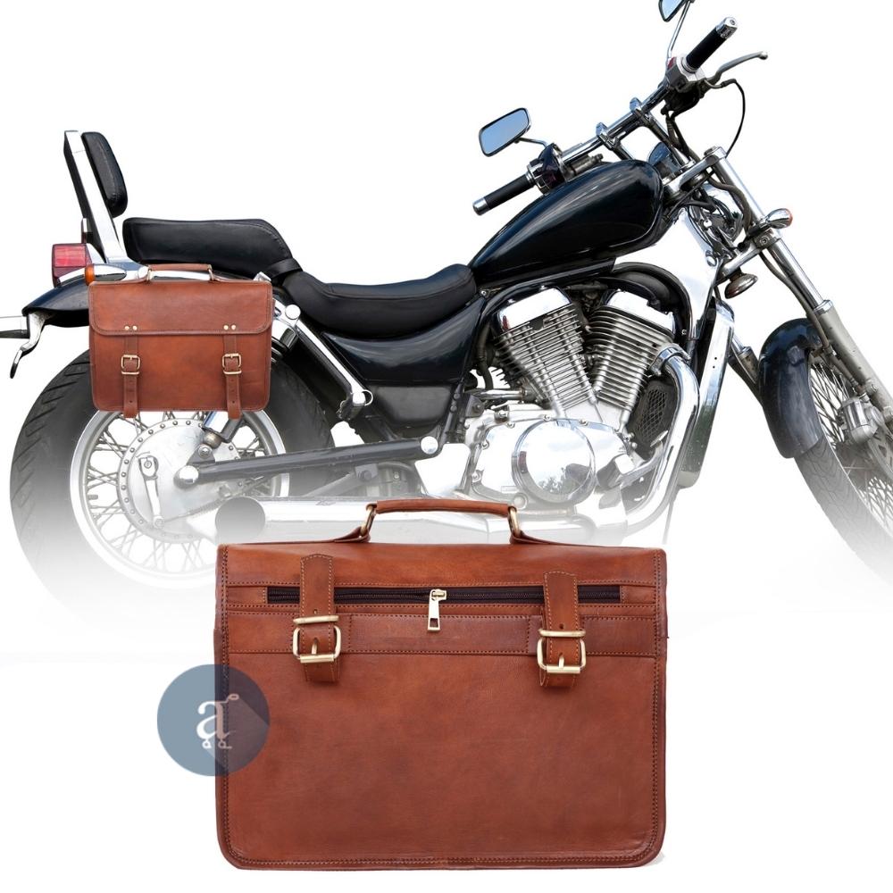 Leather Motorcycle Bag Backside