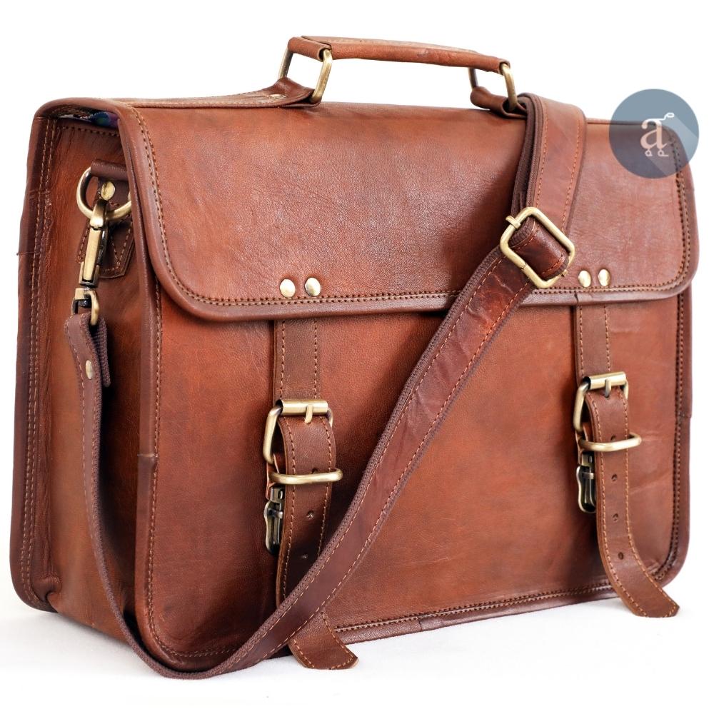 Leather Motorcycle Bag with Strap