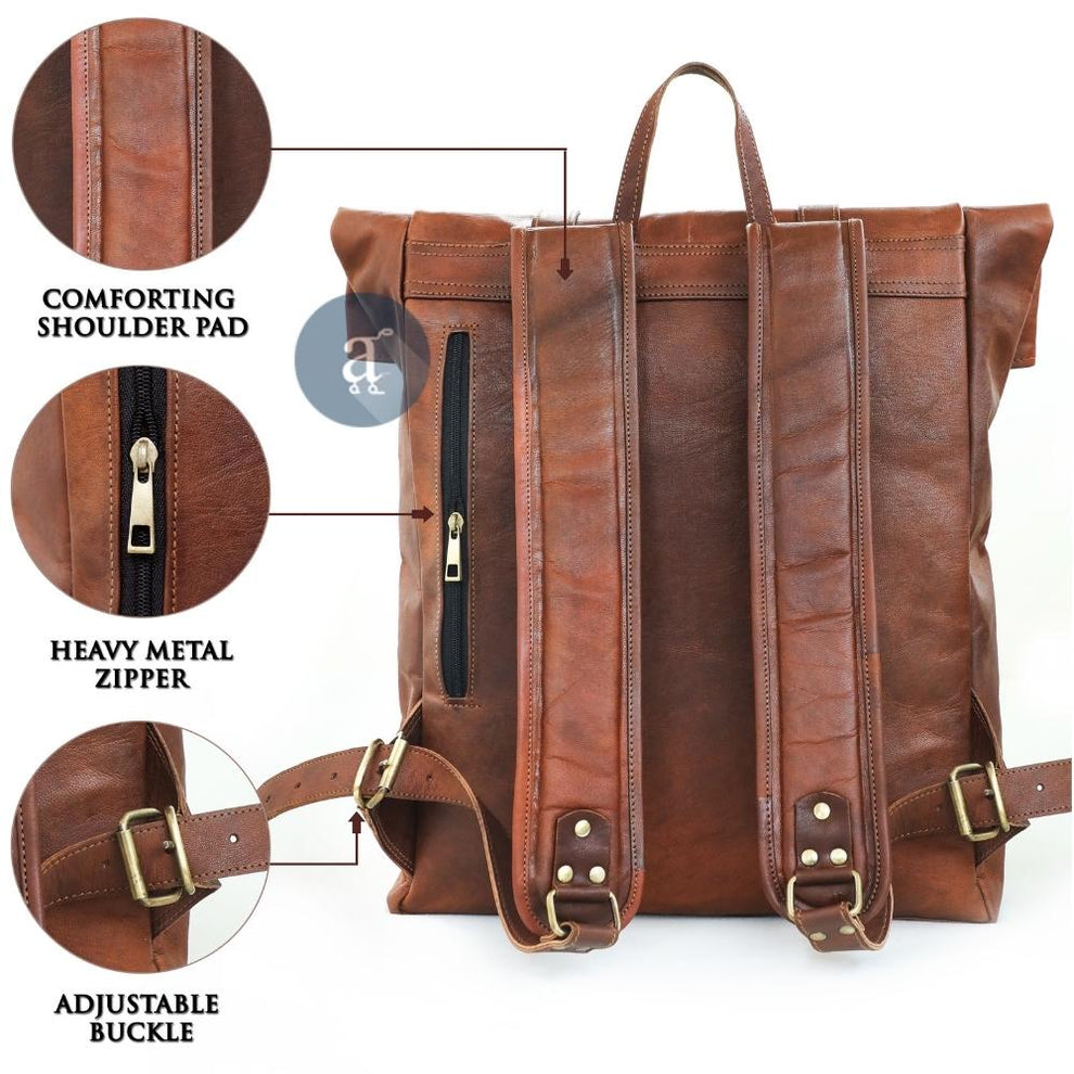 Leather Rolling Backpack - Buy Leather Roll Top Backpack