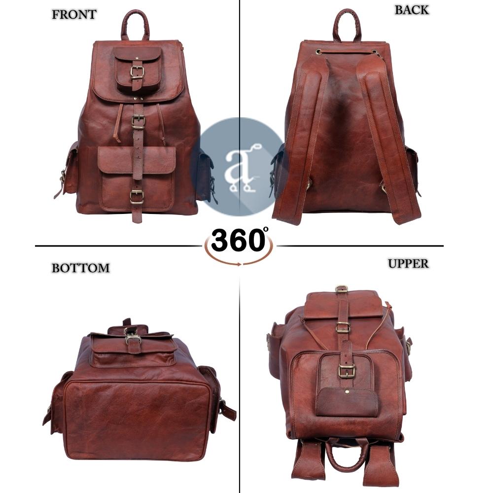 bottom leather backpack Travel Rucksack Backpack, 16 Inches