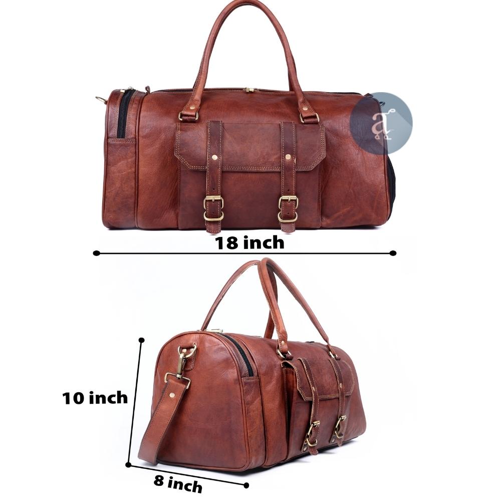 Leather Weekender Bag With Shoe Compartment Dimensions