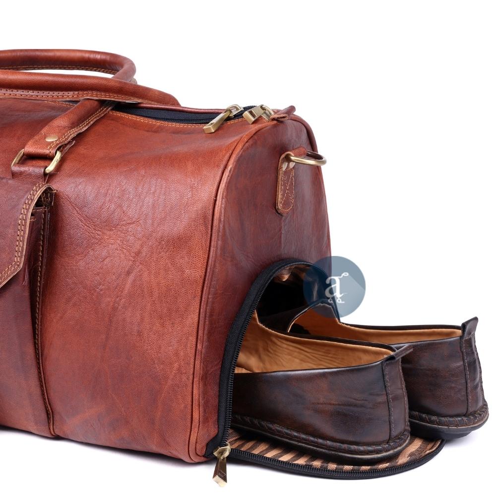 Leather Weekender Bag Shoe Compartment