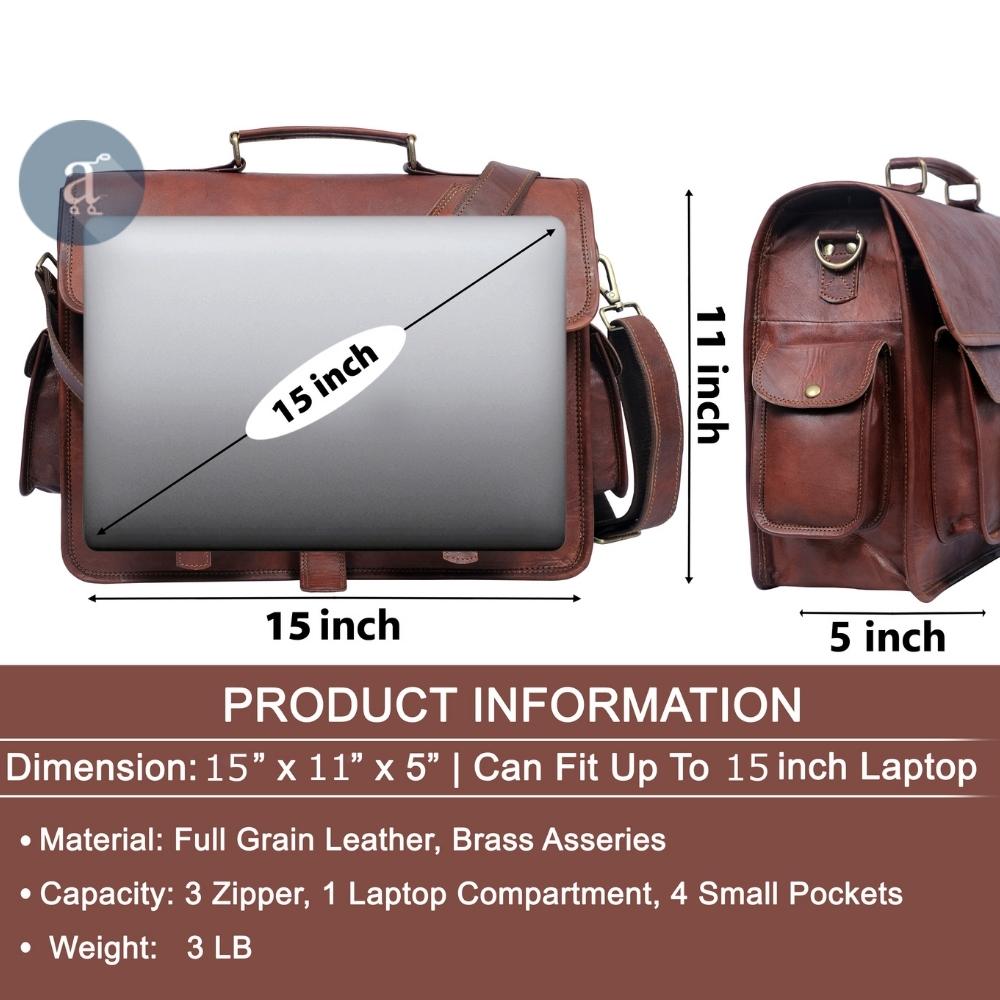 Leather laptop bag 1-compartment