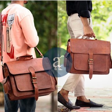 Men Carrying Large Leather Crossbody Bag