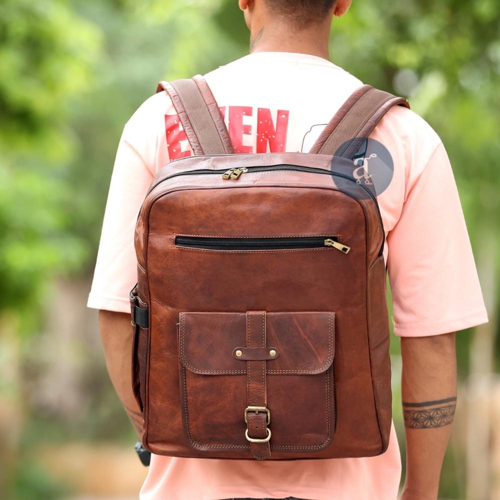 Men Carrying Backpack with Back Straps