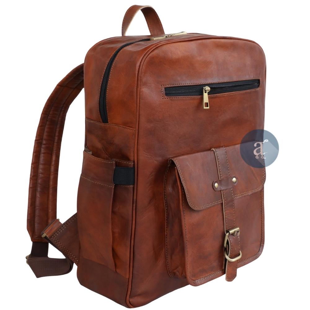 Mens Leather Backpack Left Side View