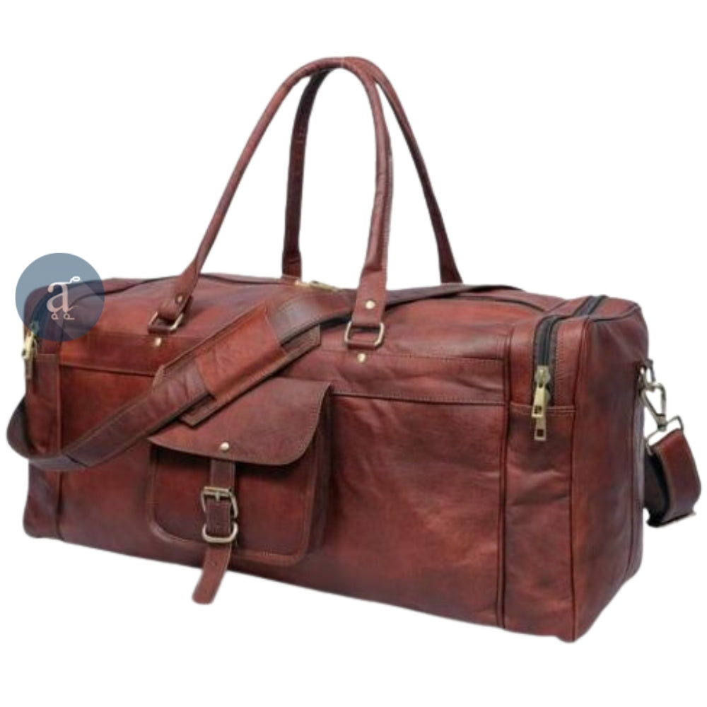 Mens Leather Duffle Bag Right Side Picture