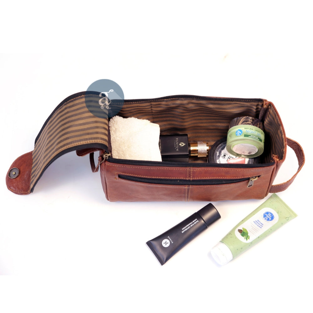 Mens Leather Toiletry Bag Inner Compartment