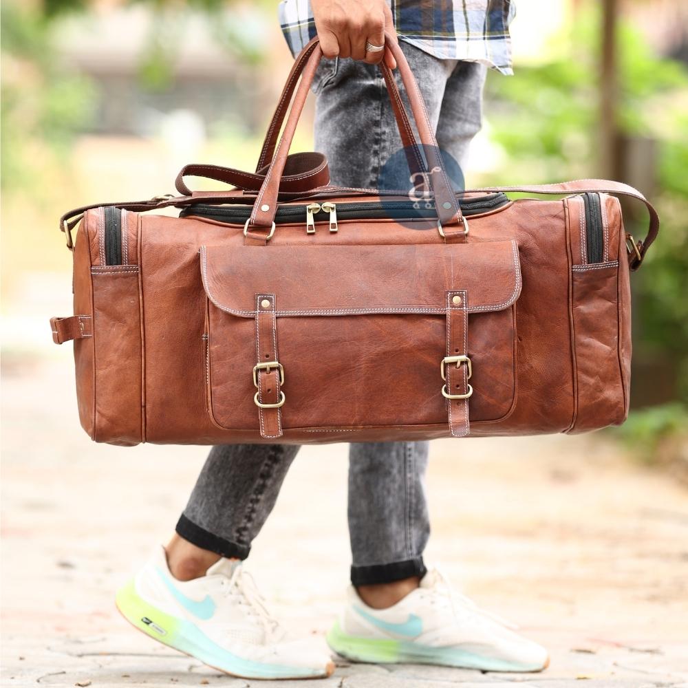 Picture of Men Carrying Large Leather Duffle Bag