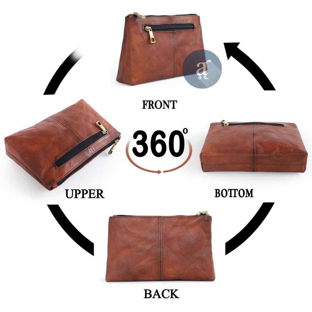 Small Brown Leather Purse 360 Degree View