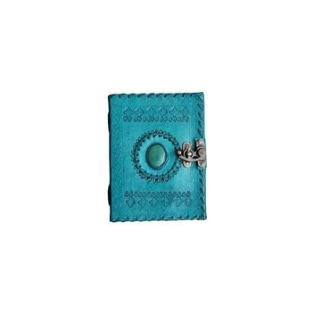 Blue Leather Journal With Stone Embossed Design