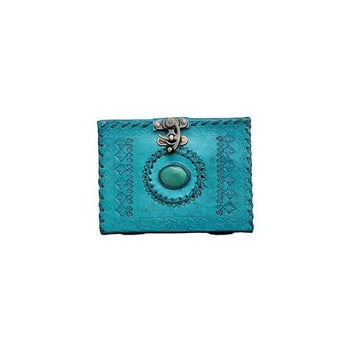 Blue Leather Journal With Stone Embossed Design