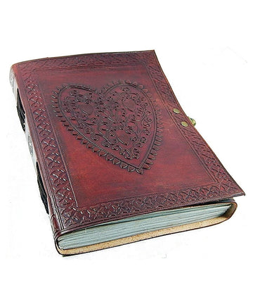 Brown Leather Journal With Embossed Heart
