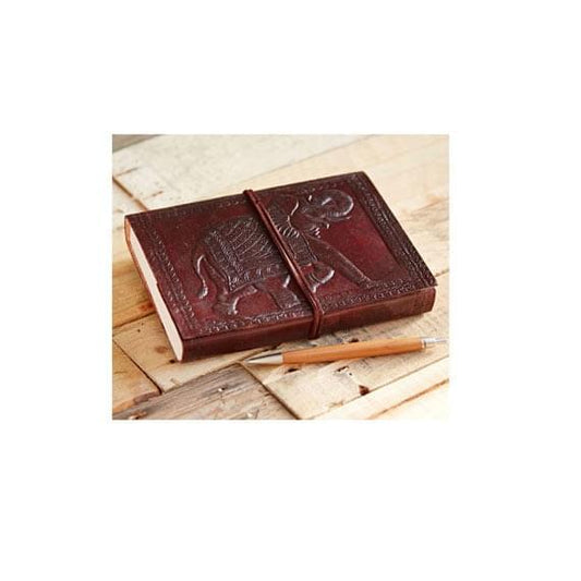 Custom Embossed Leather Bound Journal With Elephant Design