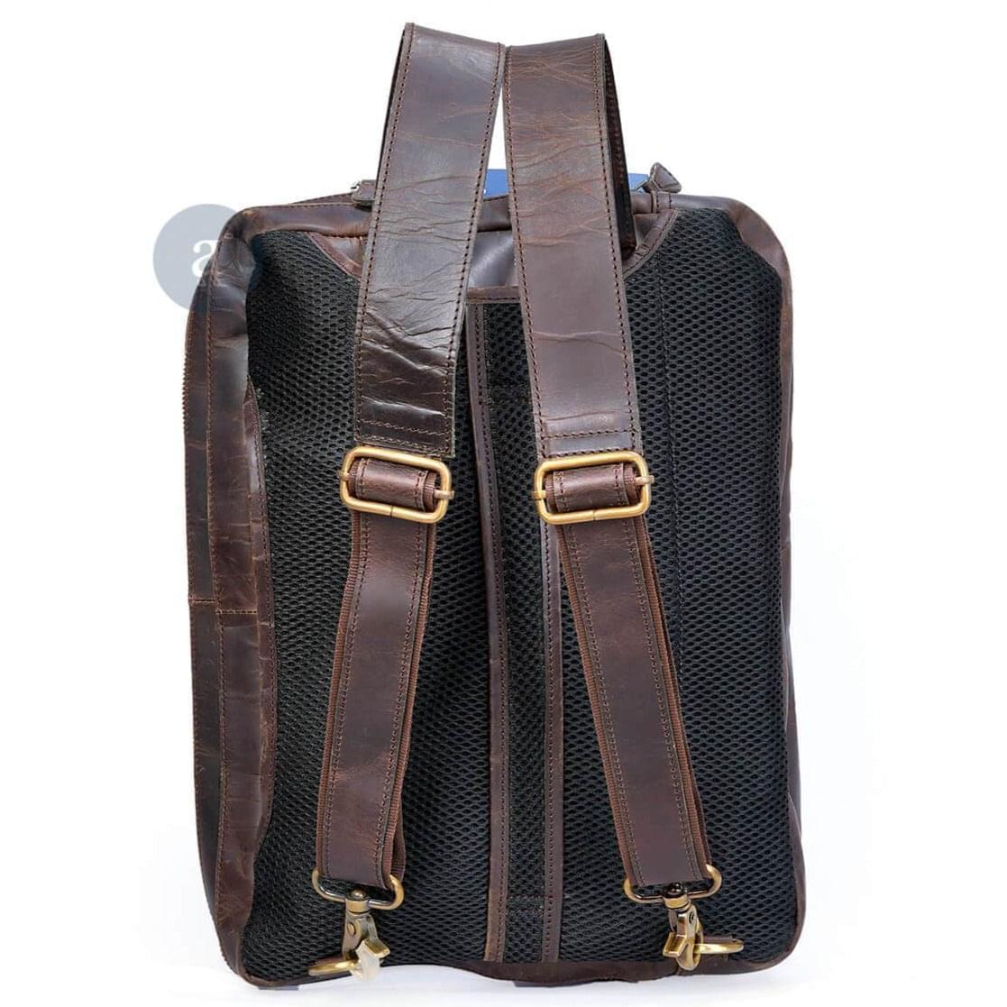cut n paste ashford convertible leather backpack Handmade Buffalo Leather 2-in-1 Briefcase Bag Cum Backpack