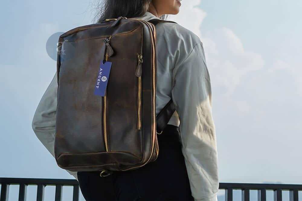 anouck 2-in-1 leather backpack Handmade Buffalo Leather 2-in-1 Briefcase Bag Cum Backpack