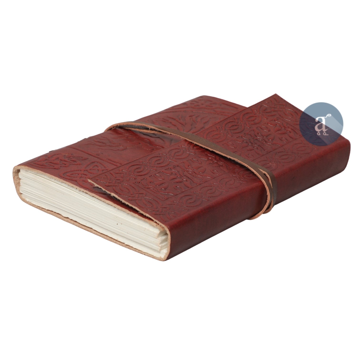 Tree Of Life Embossed Leather Journal with Leather Thread