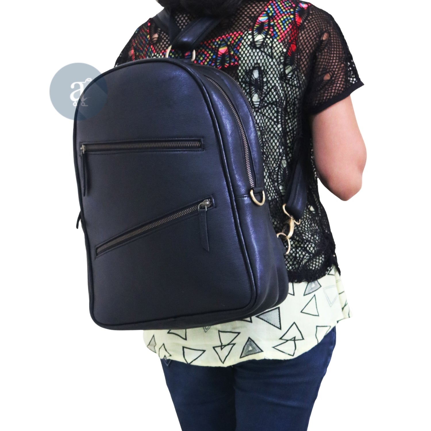 black leather backpack simple The Scholar