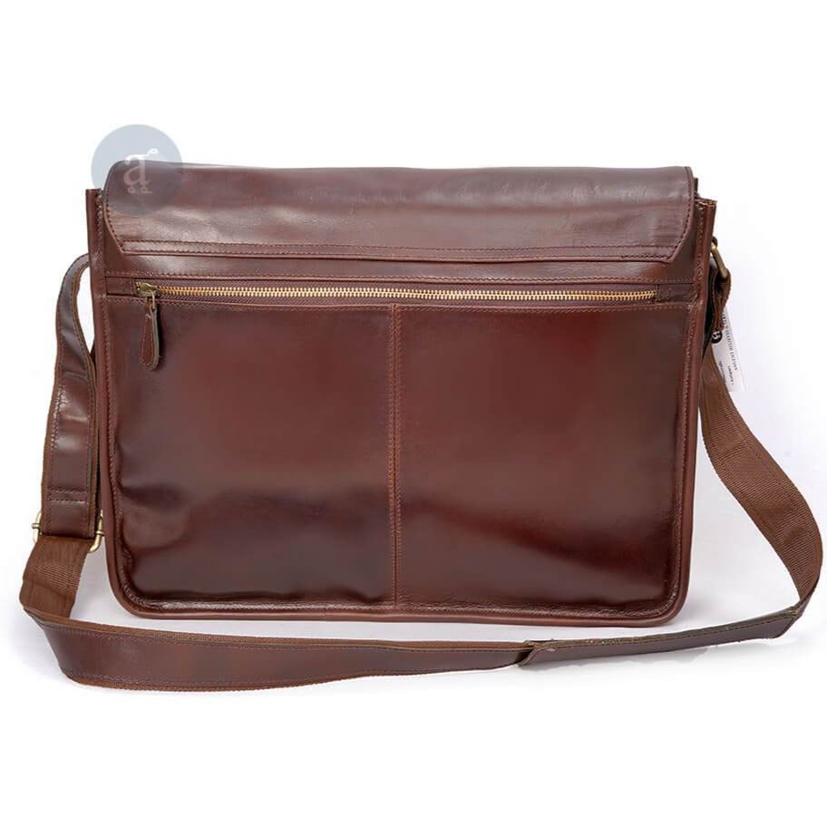 Mens Leather Crossbody Bag Back Zipper Pocket