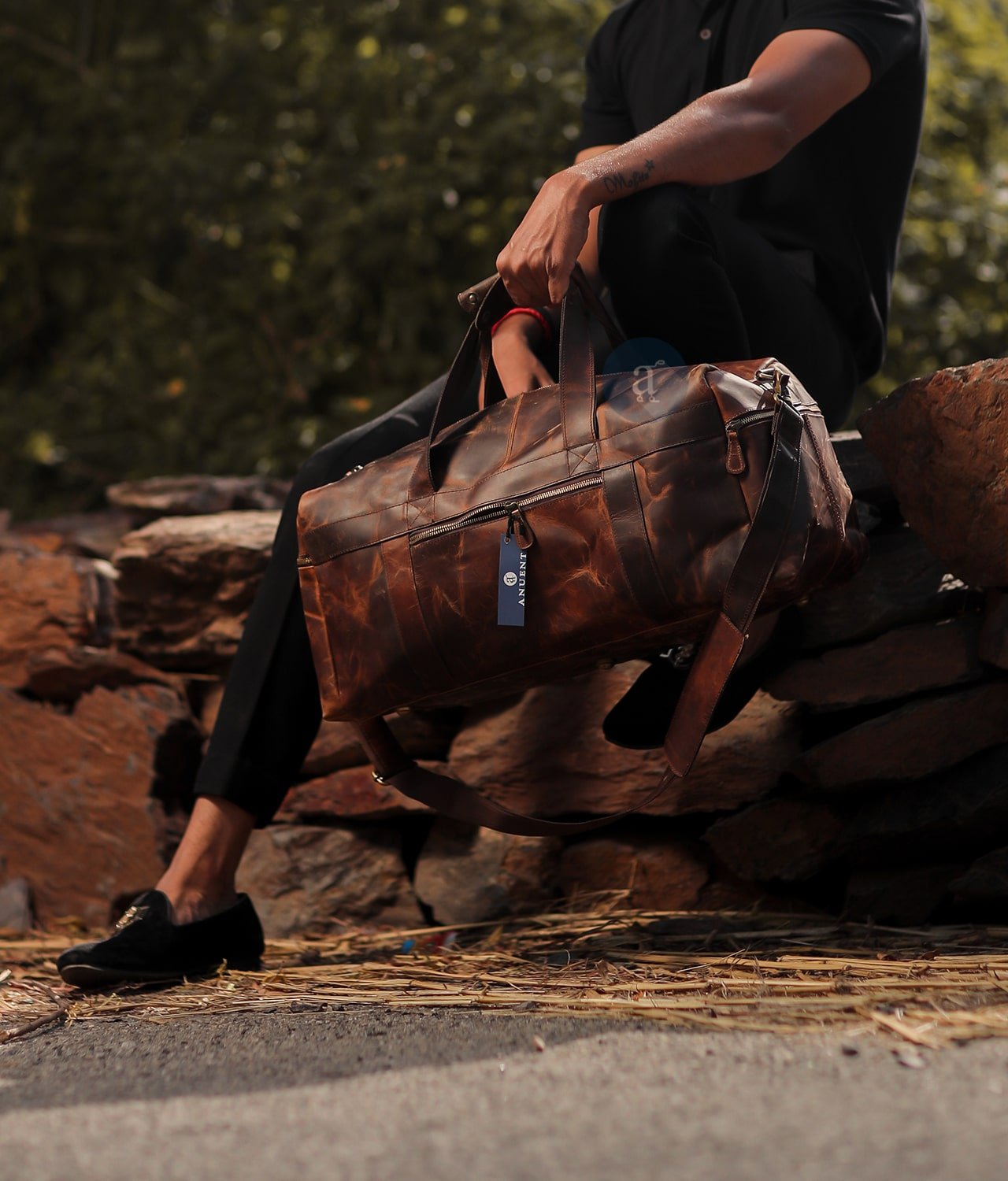 Leather Duffle Bag, Handmade Mens Leather Weekend Bag