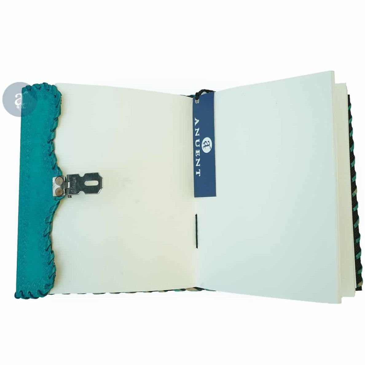 Blue Diary with Lock and Key Opened