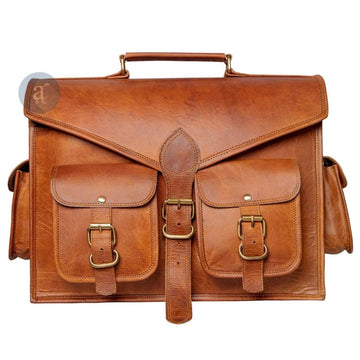 Vintage Leather Satchel Messenger Bag for Men Front