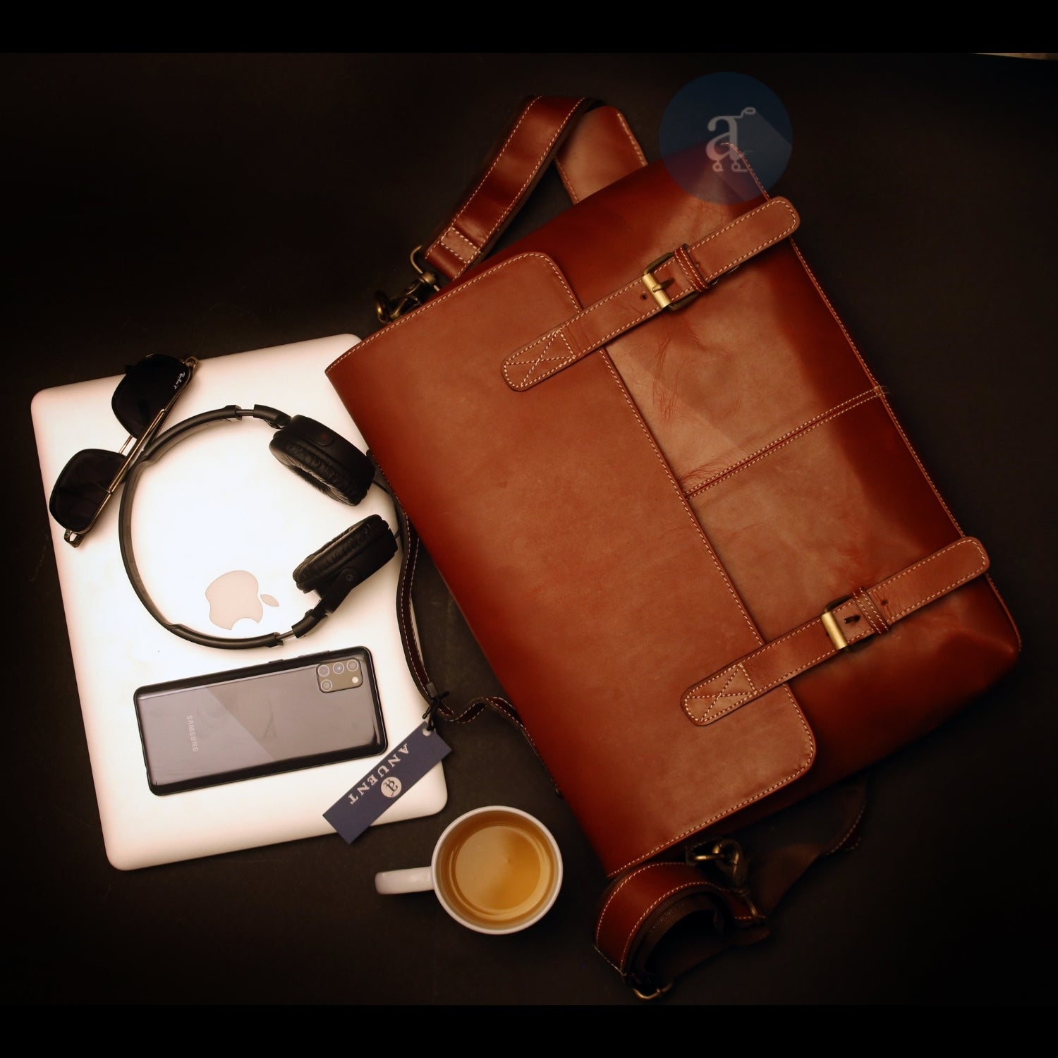 Leather Messenger Bag For Women with Laptop Compartment
